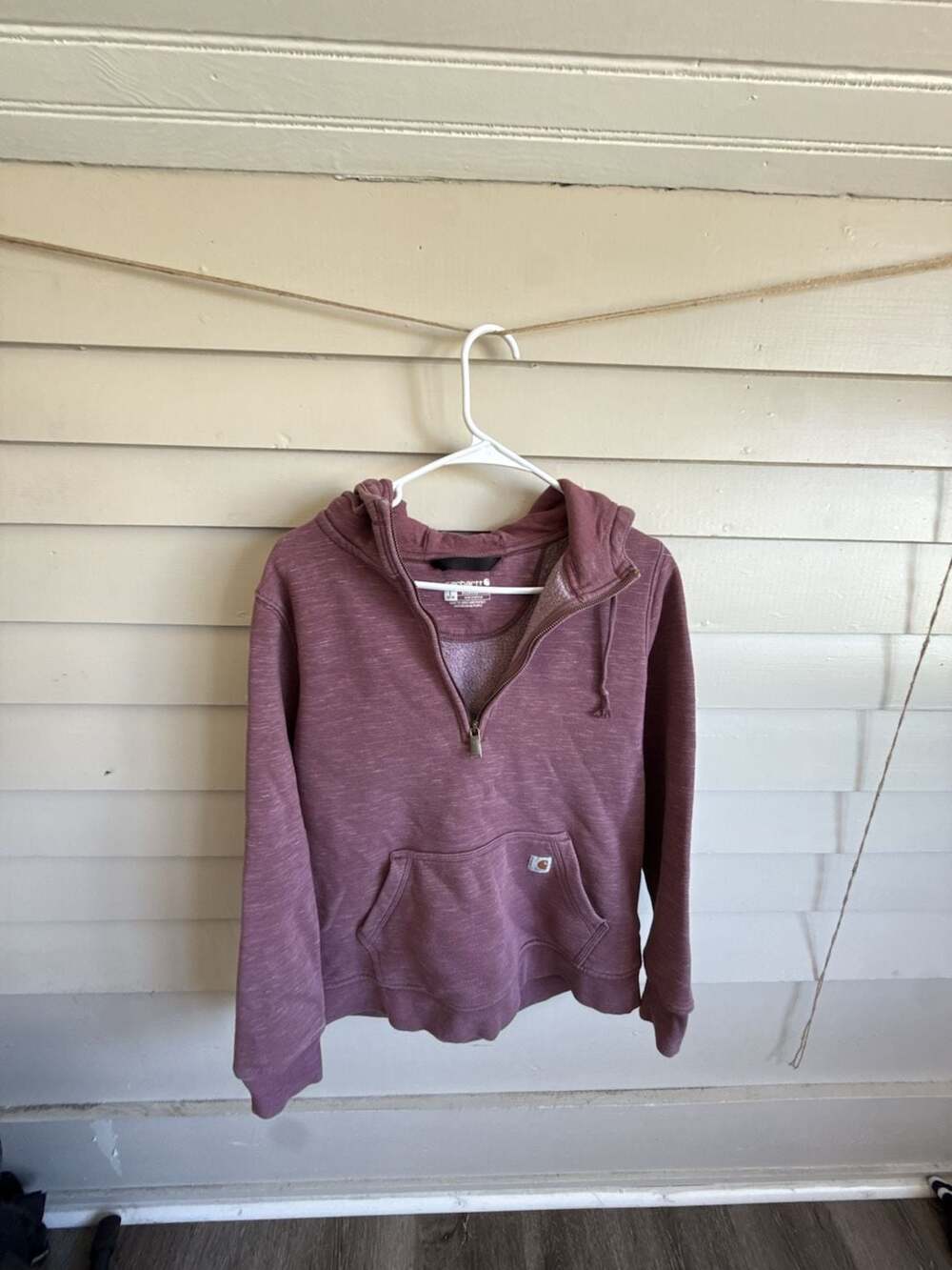 Carhartt Relaxed Fit Quarter Zip Hoodie Size L (12-14) Purple Pink